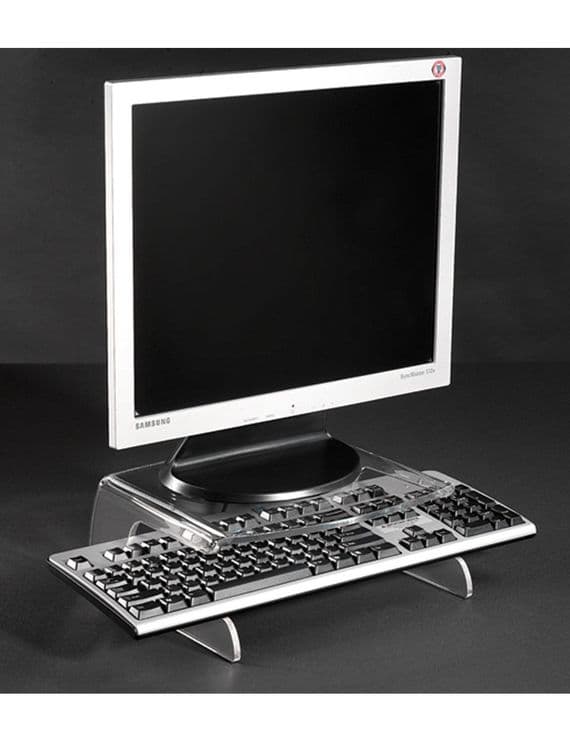 Perspex Monitor Stand with Keyboard Holder