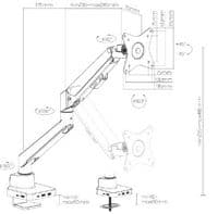Single Monitor Arm HUB 1HDMI, 3USBA 1RJ45