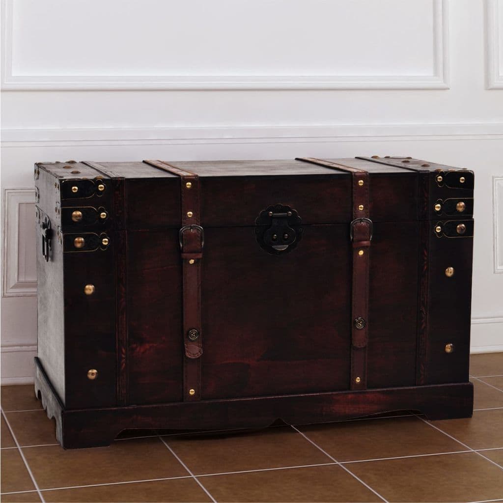 Vintage Large Wooden Treasure Storage Chest / Coffee Table