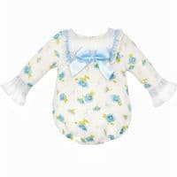 *Clearance* Baby Girl Blue/Cream Floral Smocked Romper 