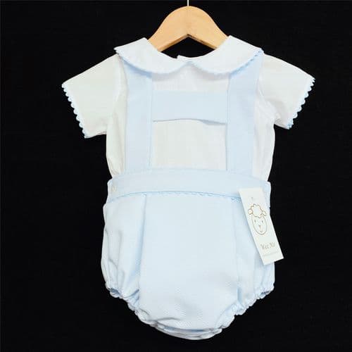 *New Arrival Baby Boy Lovely Spanish Blue Waffle Romper Set A103