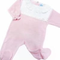 *SALE* 023HA-714 SARDON Baby Pink Cotton Velour Collar Bodysuit