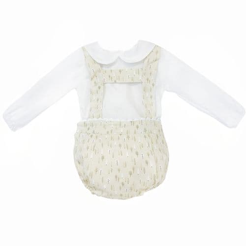 "SALE" Baby Boy Beige Little Trees H Romper with Shirt "MYD25255"