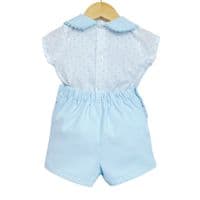 *SALE* Baby Boy Blue Collar Shirt with Waffle Shorts 