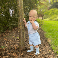 *SALE* Baby Boy Blue Collar Shirt with Waffle Shorts 