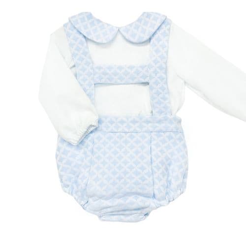 *SALE* Baby Boy Blue Diamond Romper with Shirt "LM167"