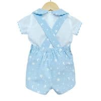 *SALE* Baby Boy Blue Star Print H Strap Dungaree with Shirt 