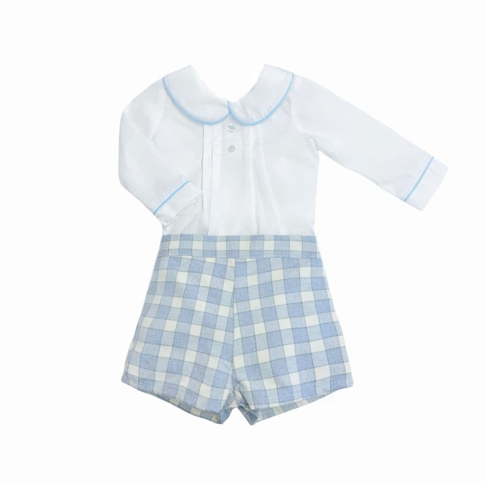 *SALE* Baby Boy Blue Tartan Shorts with Shirt "MYD2390B"