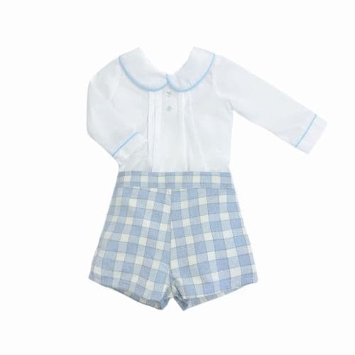 *SALE* Baby Boy Blue Tartan Shorts with Shirt "MYD2390B"