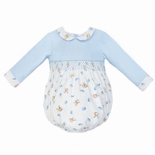 *SALE* Baby Boy Blue Teddy Smocked Romper "MYD25250"
