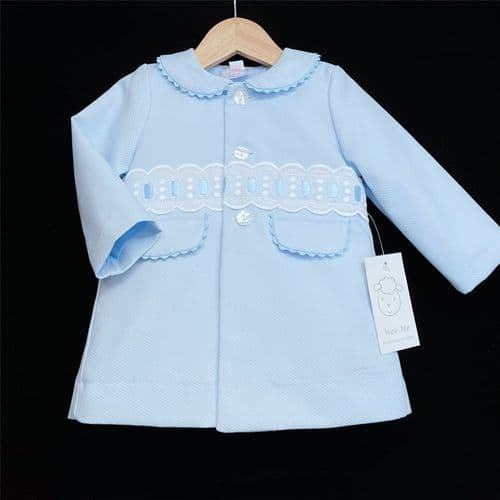 *SALE* Baby Boy Blue Waffle Jacket with Ribbon Insert "ABR003B“