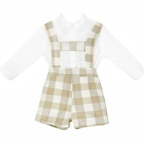 *SALE* Baby Boy Camel Checked Dungaree with  Shirt "MYDB2480C"