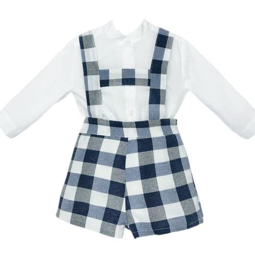 *SALE* Baby Boy Navy Checked Dungaree with  Shirt "MYDB2480N"