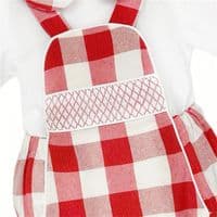 *SALE* Baby Boy Red Checked Smocked Romper with  Shirt 