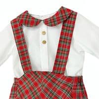 *SALE* Baby Boy Red Tartan Strap Shorts with Shirt 