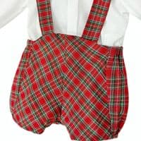 *SALE* Baby Boy Red Tartan Strap Shorts with Shirt 