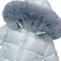 *SALE* Baby Boy Silver Puffer Coat with Faux Fur Hood 