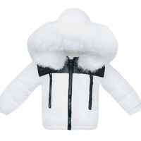 *SALE* Baby Boy White Puffer Coat with Faux Fur Hood 