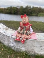 *SALE* Baby Girl Beige Tartan Pinafore with Blouse 