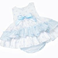 *SALE* Baby Girl Blue Bow Print Puff Ball Dress with Pants 
