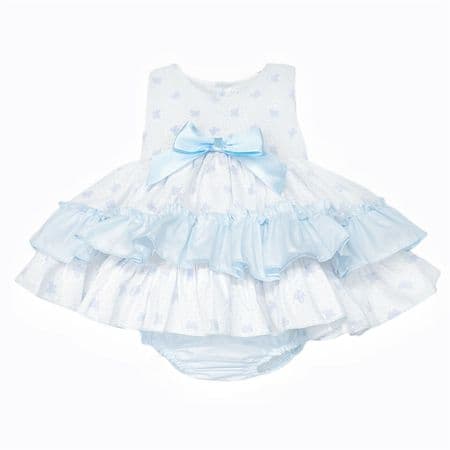 *SALE* Baby Girl Blue Bow Print Puff Ball Dress with Pants 