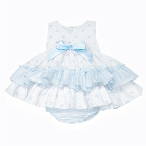 *SALE* Baby Girl Blue Bow Print Puff Ball Dress with Pants "MYD25025"