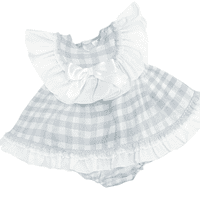 *SALE* Baby Girl Blue Checked Cotton Puff Ball Dress 