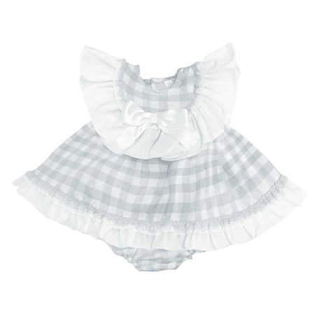 *SALE* Baby Girl Blue Checked Cotton Puff Ball Dress 