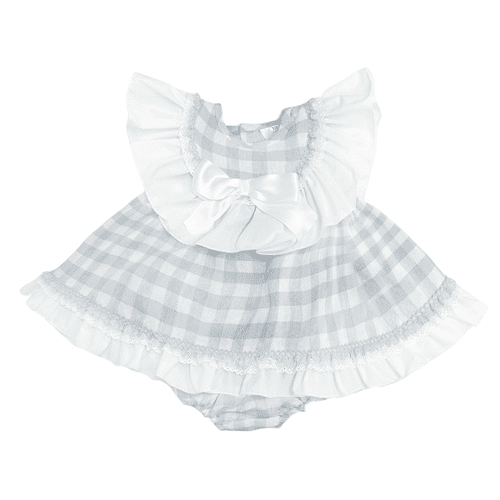 *SALE* Baby Girl Blue Checked Cotton Puff Ball Dress "MYD2466"