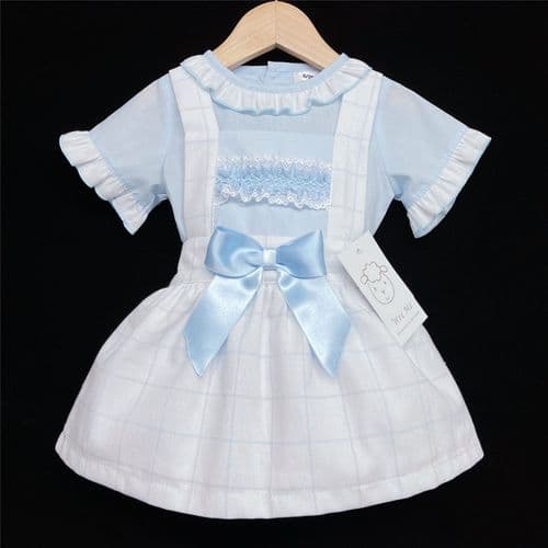 "SALE" Baby Girl Blue Checked Pinafore Dress with Blue Shirt "MYD306 B"