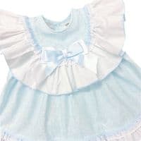 *SALE* Baby Girl Blue Floral Big Collar Puff Dress with Pants 