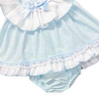 *SALE* Baby Girl Blue Floral Big Collar Puff Dress with Pants 