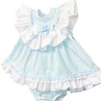 *SALE* Baby Girl Blue Floral Big Collar Puff Dress with Pants 