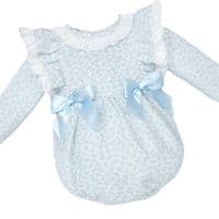 *SALE* Baby Girl Blue Floral Frilly Shoulder Romper 