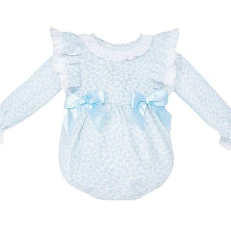 *SALE* Baby Girl Blue Floral Frilly Shoulder Romper 