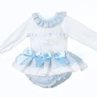 *SALE* Baby Girl Blue Floral Frilly Skirt with Shirt 
