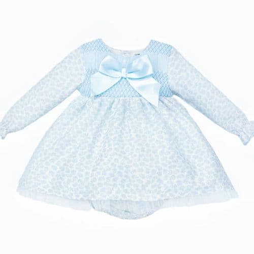*SALE* Baby Girl Blue Floral Smocked Dress with Pants "MYDB2474"