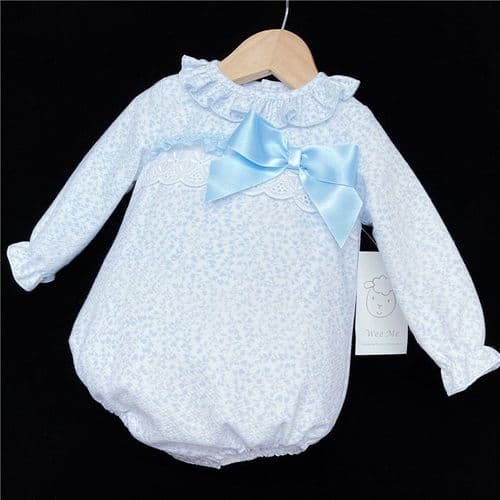 *SALE* Baby Girl Blue Floral Waffle Romper "MYD502B"