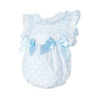 *SALE* Baby Girl Blue Sheer Frilly Shoulder Romper 