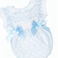 *SALE* Baby Girl Blue Sheer Frilly Shoulder Romper 