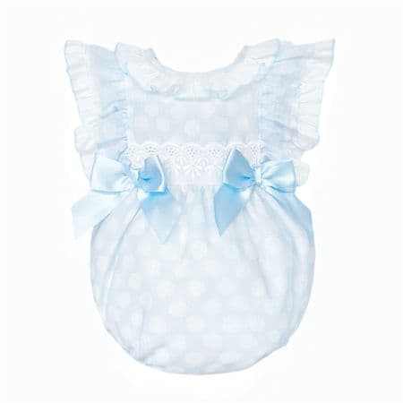 *SALE* Baby Girl Blue Sheer Frilly Shoulder Romper 