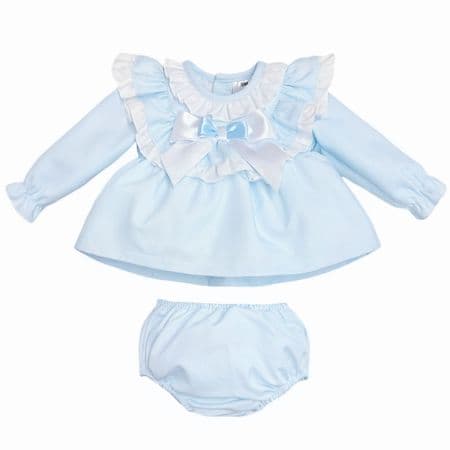 *SALE* Baby Girl Blue Waffle Frilly Dress with Pants 