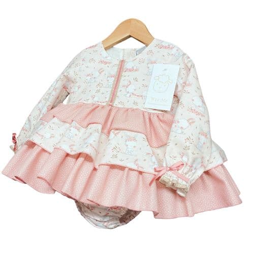 *SALE* Baby Girl Bunny Print Layer Dress with Pants "MYD228"