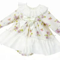 *SALE* Baby Girl Cream Floral Big Collar Dress with Pants 