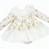 *SALE* Baby Girl Cream Floral Big Collar Dress with Pants 