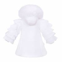 *SALE* Baby Girl Frill Sleeve White Puffer Coat with Faux Fur Hood 