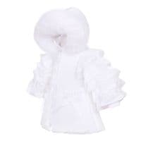 *SALE* Baby Girl Frill Sleeve White Puffer Coat with Faux Fur Hood 