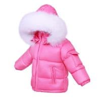 *SALE* Baby Girl Fuchsia Pink Puffer Coat with Faux Fur Hood 