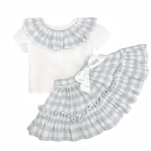 *SALE* Baby Girl Grey Checked Smock Skirt with Top "MYD2432G"