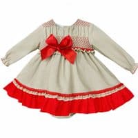*SALE* Baby Girl Grey/Red Puff Dress with Pants 